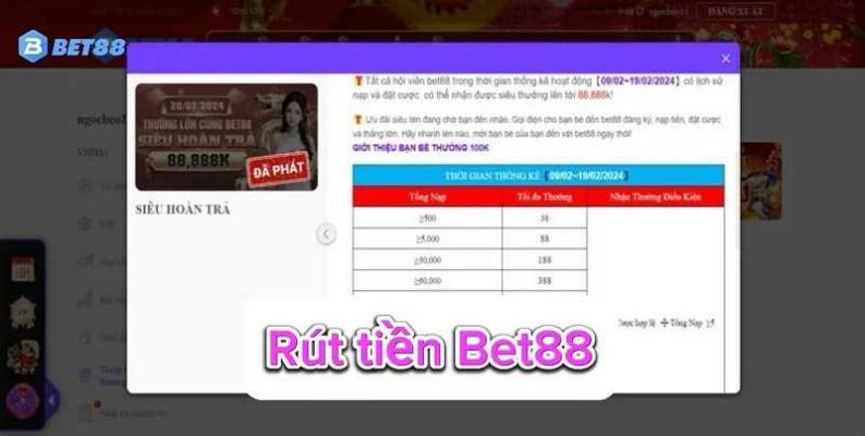 Rút tiền tại Bet88